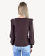Shoulder Ruffle Crew Neck Sweater - Chocolate Brown