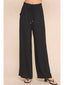 Soft Linen Wide Leg Pants: Black