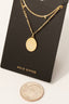 Oval Gold Dipped Pendant Layered Chain Necklace: G