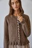 Ruffle Wave Button Knit Cardigan: CHOCO