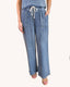 High Waist Wide Leg Washed Chambray Pants