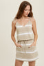 Striped Sweater Mini Dress - Taupe/White