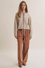 Cottage Garden Wool Blend Floral Placket Sweater Cardigan: OATMEAL