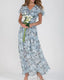 Floral V-Neck Flutter Sleeve Maxi Dress