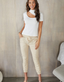 On The Go Faux Leather Joggers - Cream