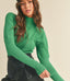 Ribbed Mock Neck Sweater - Kelly Green