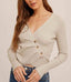 Asymmetrical Pleat Ribbed V - Neck - Dove