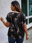 Curvy Floral Print V Neck Blouse - Black