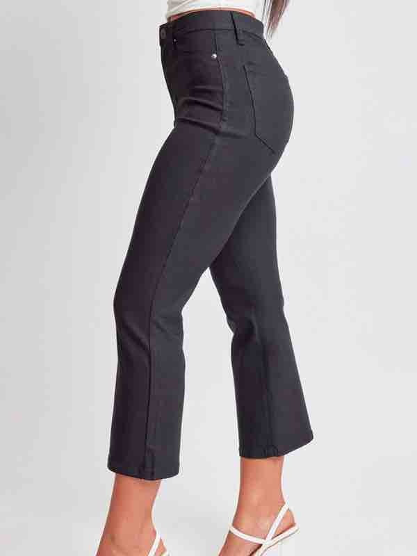 Hyperstretch Cropped Kick Flare - Black