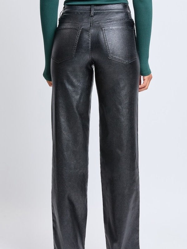 High Rise Straight Leg Metallic Pant