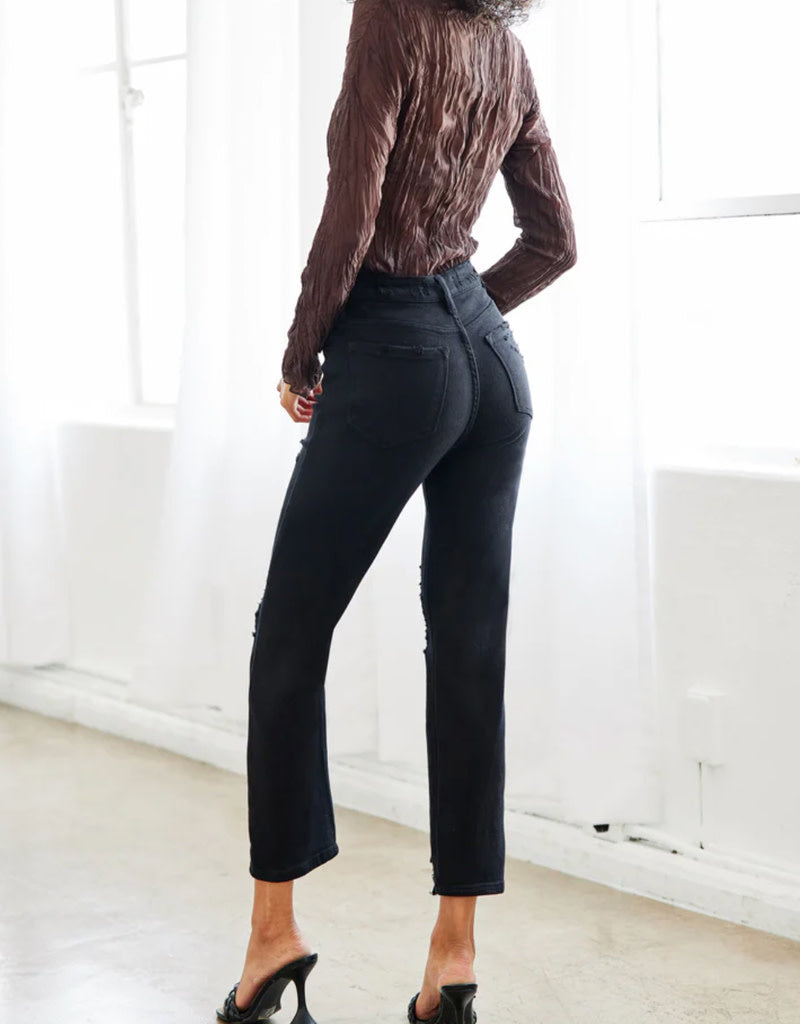 Haven High Rise Slim Straight Jeans - Black