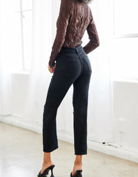 Haven High Rise Slim Straight Jeans - Black