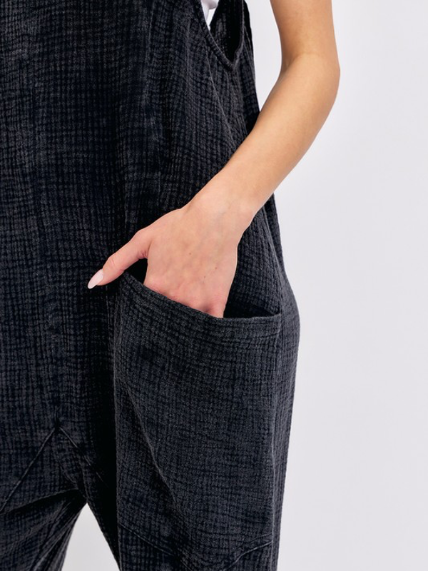 Mineral Washed Jumpsuit - Black