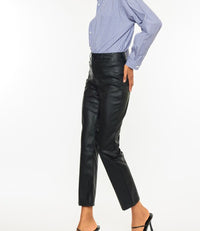 Judith High Rise Faux Leather Skinny Straight - Black