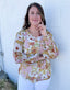 Heather Floral V Neck Blouse - Yellow