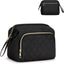 Wide-open Quilted Travel Makeup Organizer Bag with Handle: Black