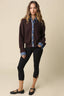 Dana Layered Look Knit Cardigan: BROWN DENIM