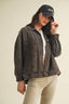 Vintage Wash Pleated Back Jacket: BLACK COFFEE