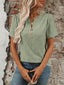 Eyelet Notched Short Sleeve Top - Sage