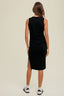 Ribbed Ruched Detail Knit Dress - Black