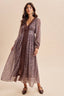 LACE TRIM FLORAL MAXI DRESS: BURNT MOCHA