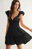 Chiffon Flutter Embroidered Sleeve Mini Dress