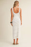TEXTURED DIAGONAL LACE SLEEVELESS DRESS: Off-White