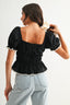 Smocked Peplum Top With Puff Sleeves