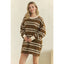 Coastal Breeze Stripe Sweatshirt Dress: Mocha