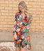 Abstract Ruffled Drawstring High Waist Mini Dress