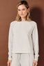 Cream Contrast Raglan Scuba Long Sleeve Top: OFF WHITE-ASH GREY