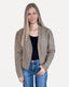 Puff Sleeve Knit Sweater Cardigan - Cafe Latte