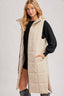 Quilted Longline Puffer Vest: Sand