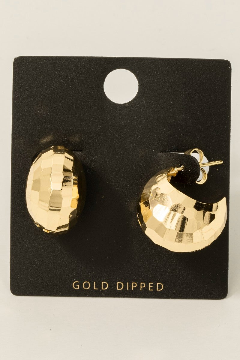 Gold Dipped Geometric Round Hoop Earrings