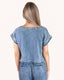 Washed Chambray Boat Neck Short Sleeve Top