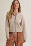 Cottage Garden Wool Blend Floral Placket Sweater Cardigan: OATMEAL