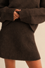 LONG SLEEVE SWEATER TOP AND FLARED MINI SKIRT SET: DK BROWN