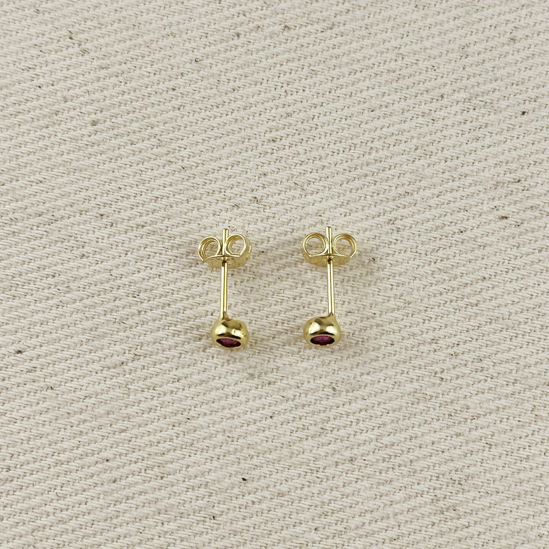 18K Gold Filled Dainty Bezel CZ Birthstone Stud Earrings