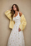 FLORAL EYELET TIE FRONT CORSET MIDI DRESS: CREAM MULTI