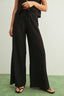Crinkled Fabric Elastic Waist Pants | Black