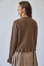 Ruffle Wave Button Knit Cardigan: CHOCO