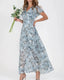 Floral V-Neck Flutter Sleeve Maxi Dress