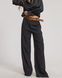 Womens Classic Pleated Wide-leg Trouser Pants