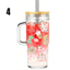 24oz Glass Tumbler With Handle and Bamboo Lid & Straw