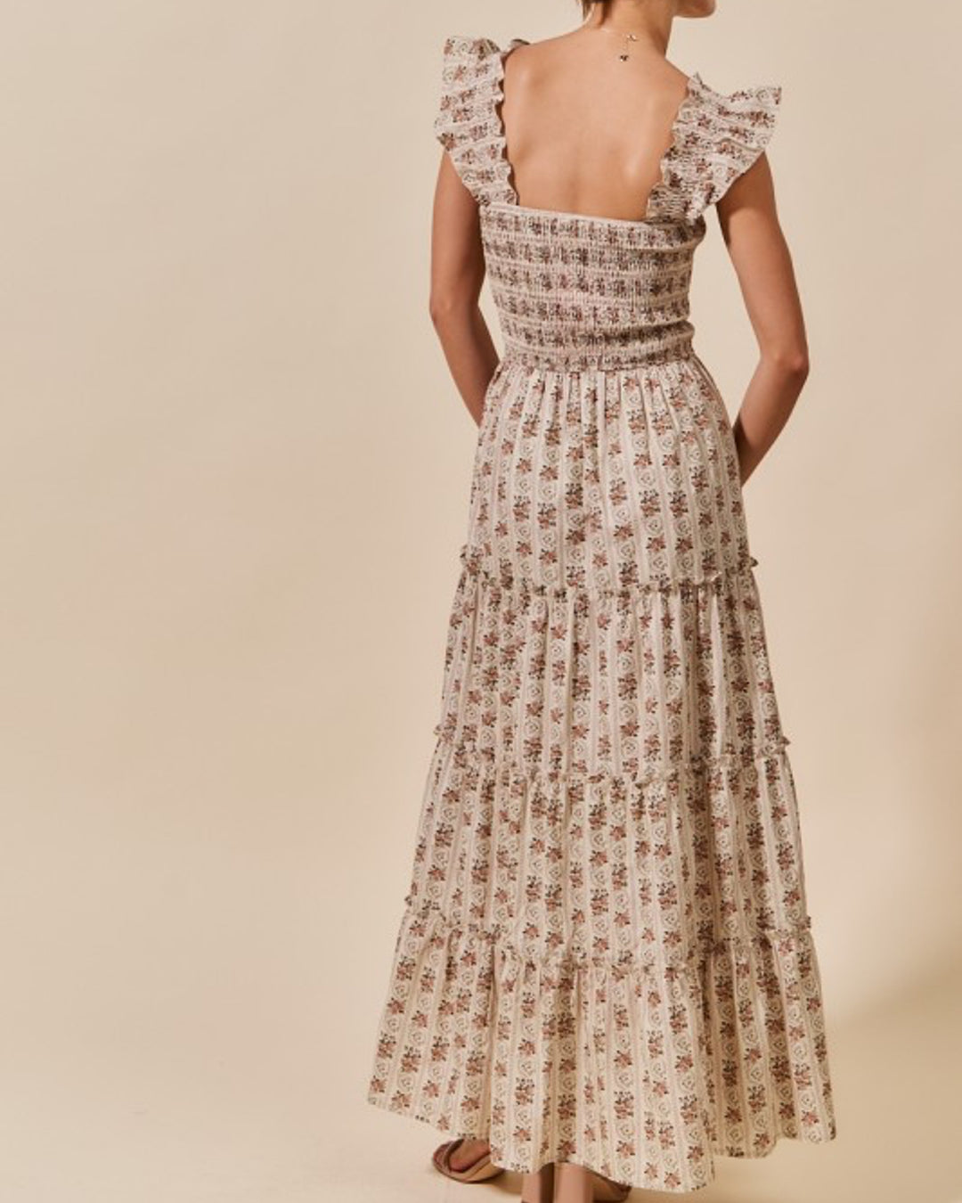 Vintage Romantic Floral Tiered Summer Maxi Dress