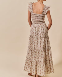 Vintage Romantic Floral Tiered Summer Maxi Dress