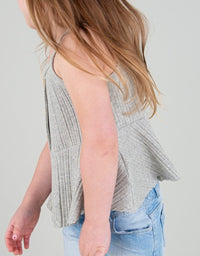 Kids Cotton Ribbed Peplum Top