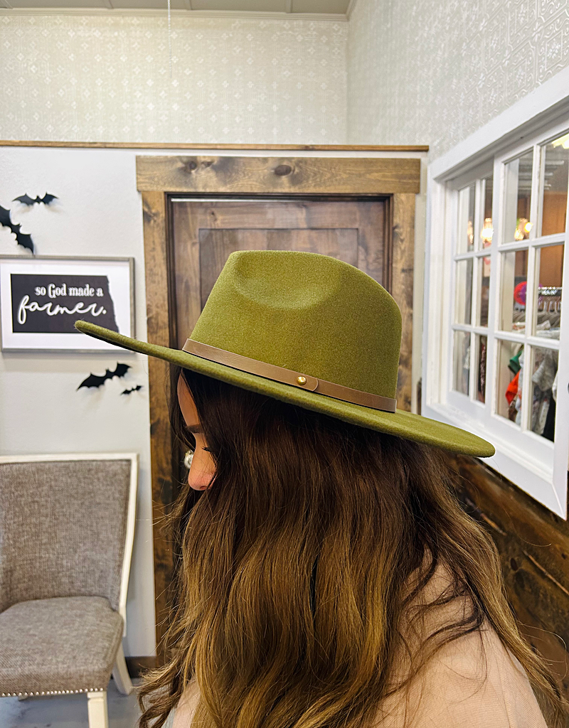 Leather Trim Solid Fedora Hat