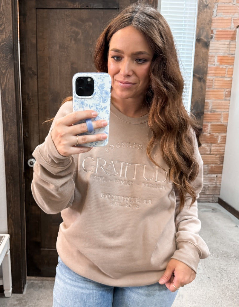 Founded on Gratitude Crew - Tan