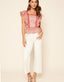 Backroad Eyelet Peplum Top - Red